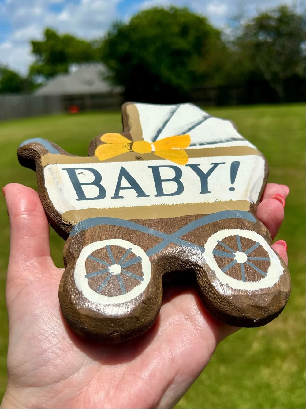 Demdaco Baby Carriage Wooden Magnet Token